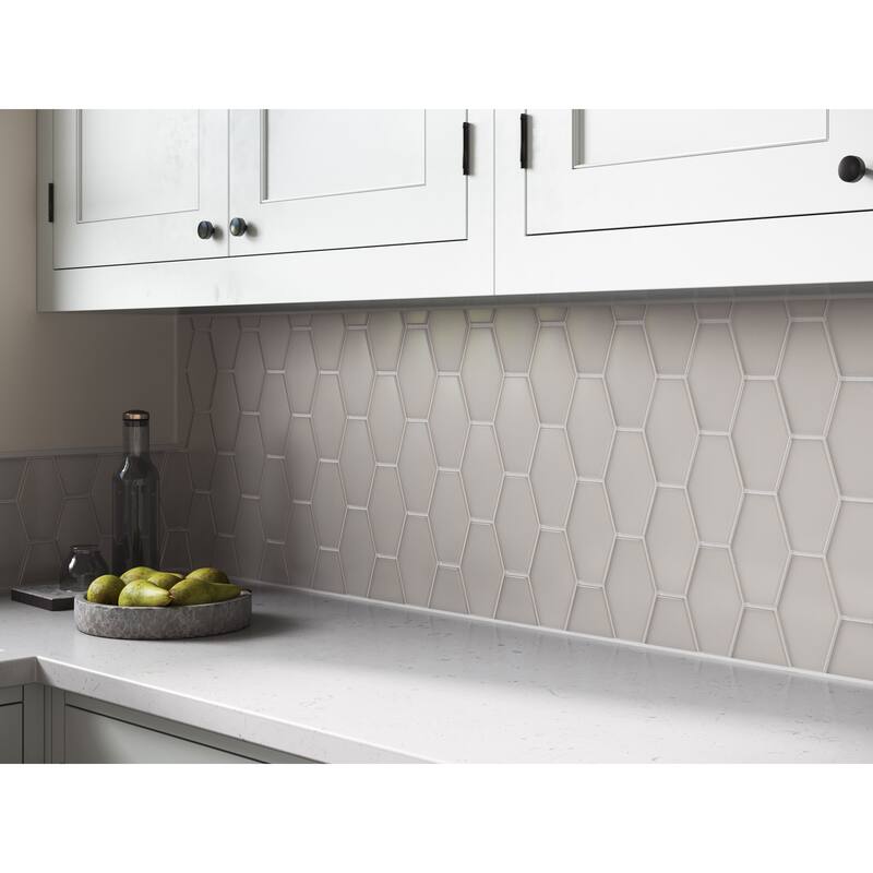 Long Hex 11 in. x 11 in. Glass Mesh-Mounted Mosaic Tile