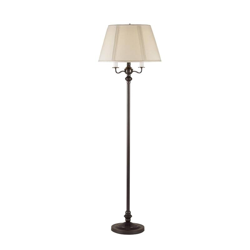 HomeRoots 60" Bronze Four Light Traditional Shaped Floor Lamp With Beige Square Shade - 18