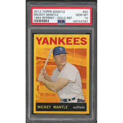 Mickey Mantle MLB 2012 Topps 1964 Reprint Gold Refractor Baseball Card #50 Graded PSA 10 GEM MINT - 8'6" x 11'6"