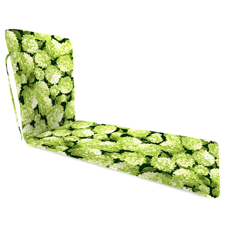 76" x 23" Outdoor Chaise Lounge Cushion with Ties and Loop - 76'' L x 23'' W x 3'' H - Hydrangea Forest Green