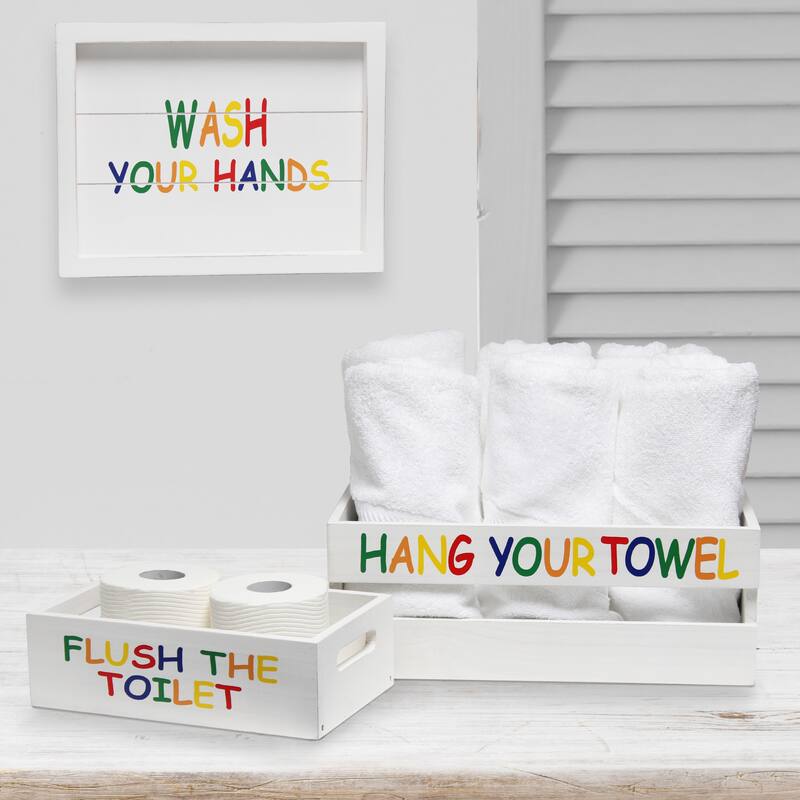 Elegant Designs Three Piece Decorative Wood Bathroom Set