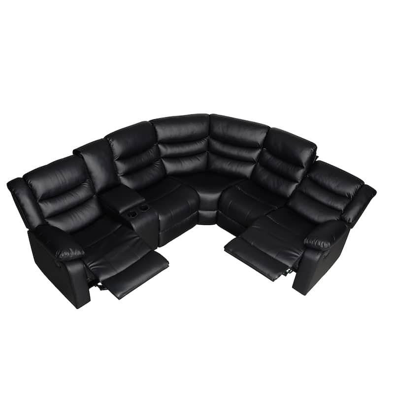 106'' Manual Reclining Modular Sectional Couch with 1 Console & 2 Cup Holders, Living Room/Office