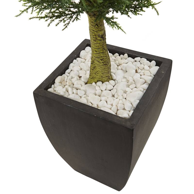 French Country Topiary Plant 4.5ft Indoor Outdoor Decor Black Planter - 4.5ft.