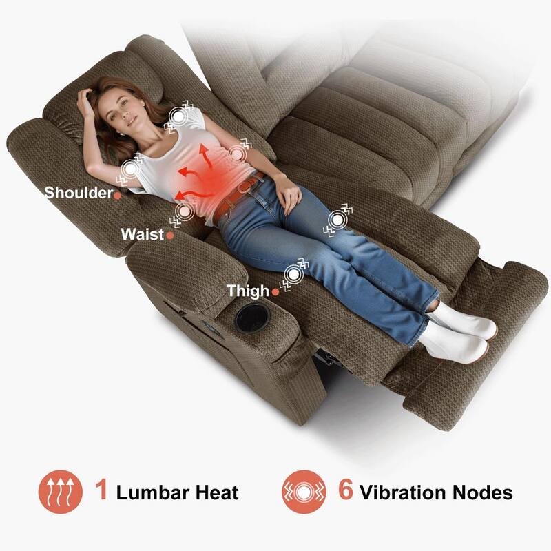 MCombo Power Reclining Loveseat Sofa with Heat and Massage, Fabric PR648