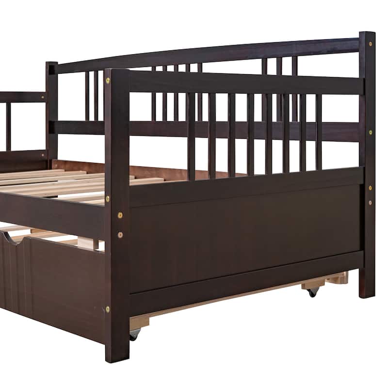 Pine Daybed with Trundle and Railing