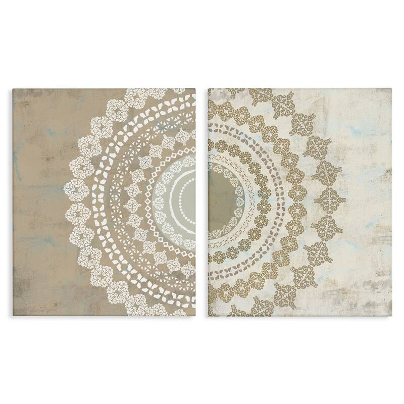 Stupell Rustic Mandala Boho Pattern 2 Piece Canvas Wall Art Set by Flora Kouta - 24 x 30