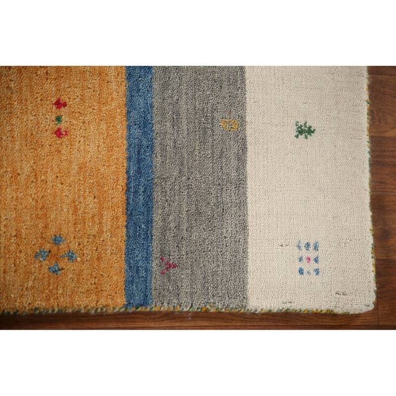 Striped Gabbeh Oriental Area Rug Handmade Wool Carpet - 2'6"x 4'11"
