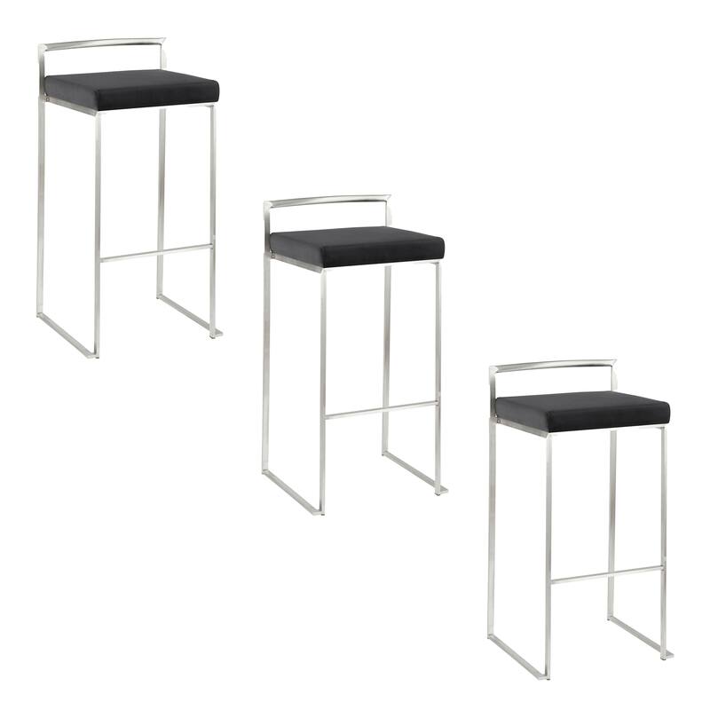 Silver Orchid Forrest Stainless Steel Stackable Fully Welded Bar Stool (Set of 3)