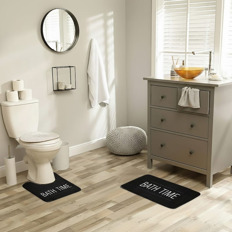 Non-Slip Microfiber Bathmat or Contour Rug Bath Time Design