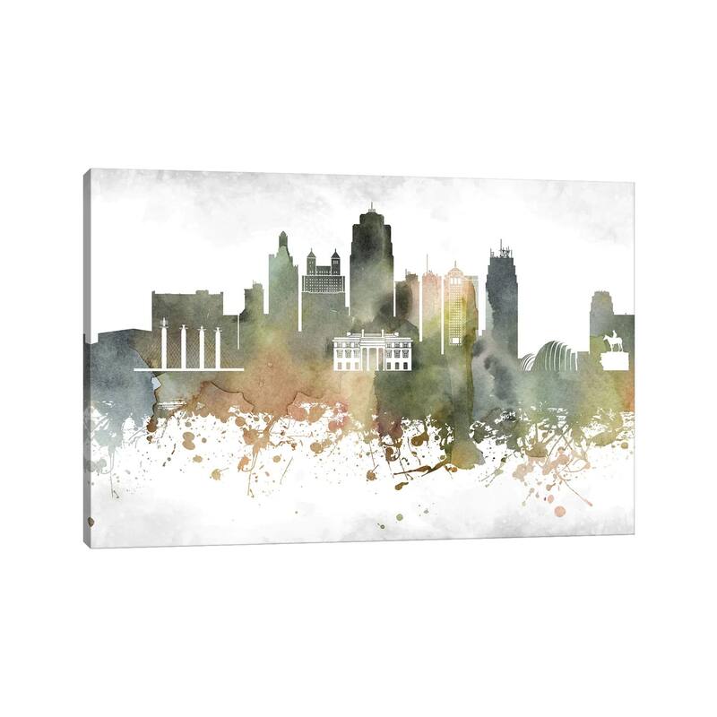 iCanvas "Kansas City Skyline" by WallDecorAddict Canvas Print
