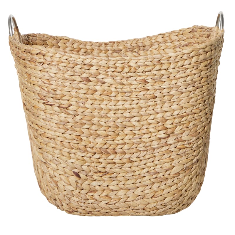 Seagrass Handmade Large Woven Decorative and Functional Storage Basket with Handles - Brown, White, Black