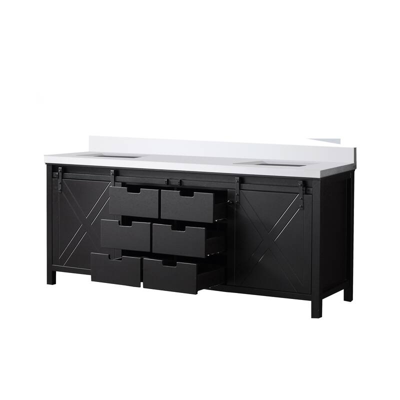Marsyas 80 in W x 22 in D Brown Double Bath Vanity and Cultured Marble Countertop