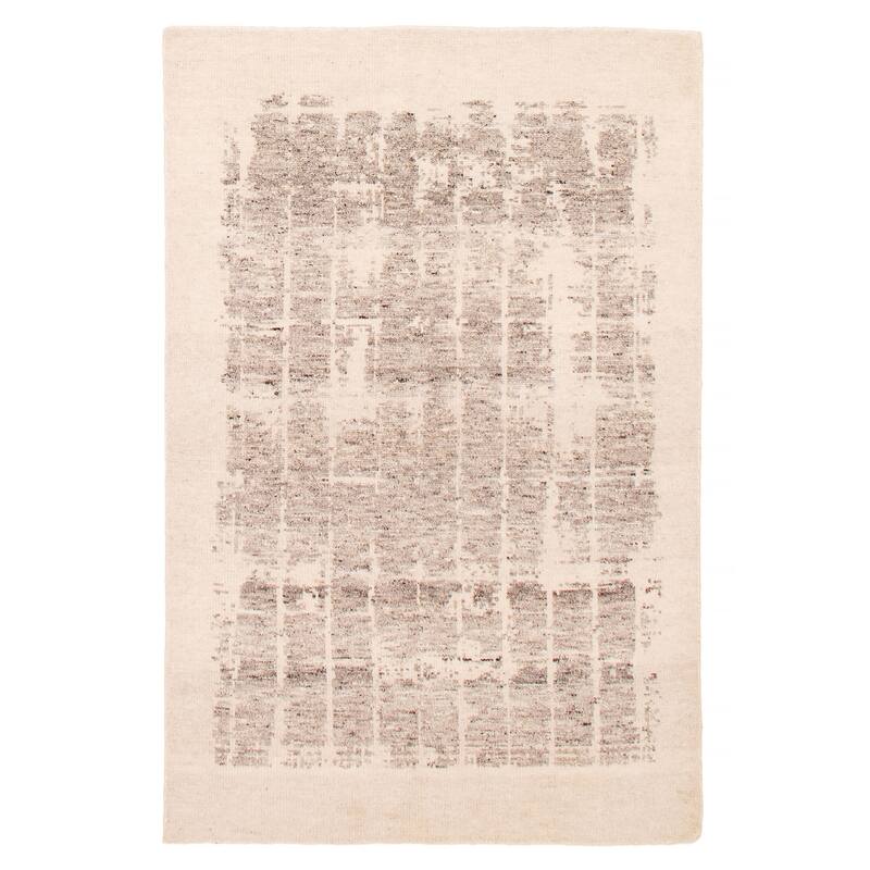 ECARPETGALLERY Hand-knotted Tangier Cream, Grey Wool Rug - 5'0 x 7'9 - Cream/ Dark Grey - 5'0 x 7'9
