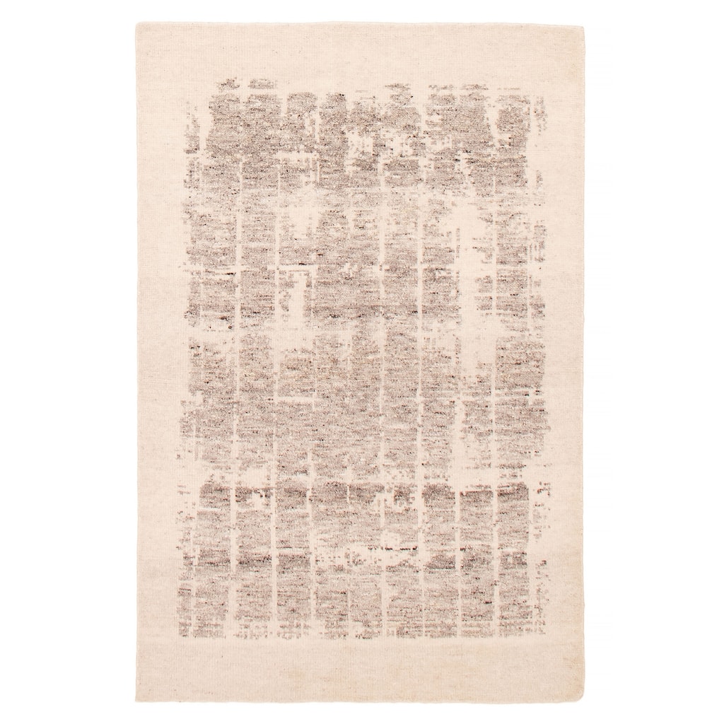 ECARPETGALLERY Hand-knotted Tangier Cream, Grey Wool Rug - 5'0 x 7'9