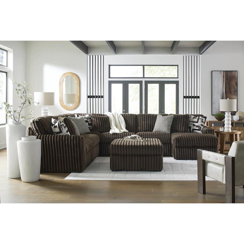Signature Design by Ashley Midnight-madness Brown 3-Piece Sectional with Chaise - 190" W x 65" D x 40" H