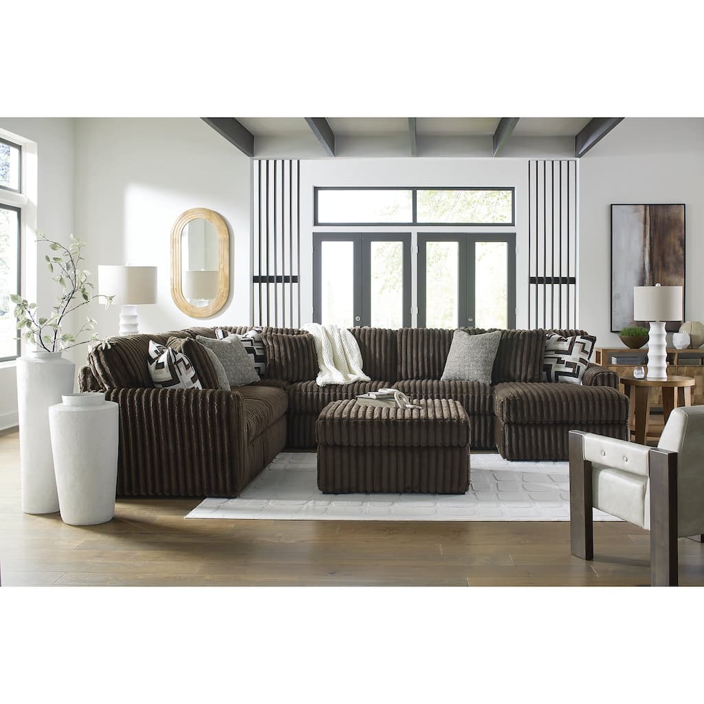 Signature Design by Ashley Midnight-madness Brown 3-Piece Sectional with Chaise - 190" W x 65" D x 40" H