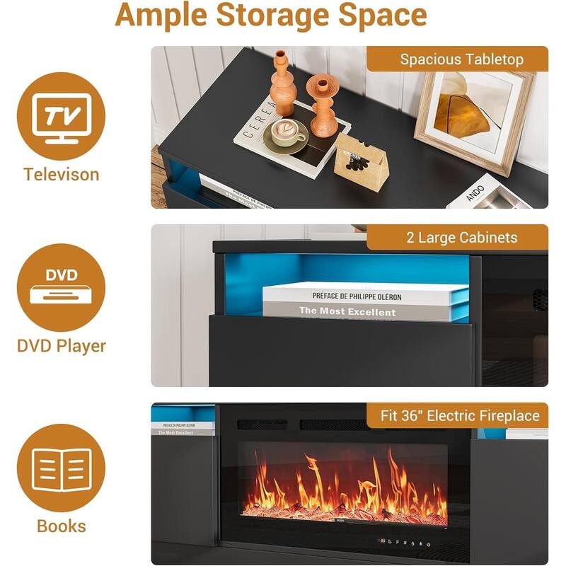 70" TV Stand, with Storage Cabinet, up to 75"