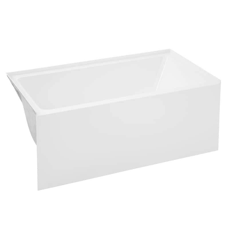 Voltaire 54 X 30 Skirted Left Drain Soaking Apron Bathtub In Glossy White With Integrated Overflow, Drain Included