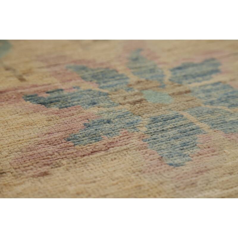 Hand Knotted Oriental 100% Wool Carpet Traditional Floral Beige & Ivories Art Deco Area Rug - 13' 5'' X 9' 8''