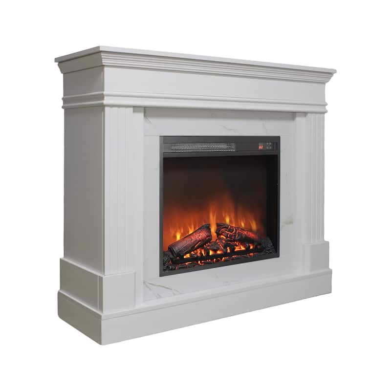 44" Electric Fireplace with Mantel,23" Fireplace Insert Heater, Realistic Log and Flame Effect, Remote Control, Timer