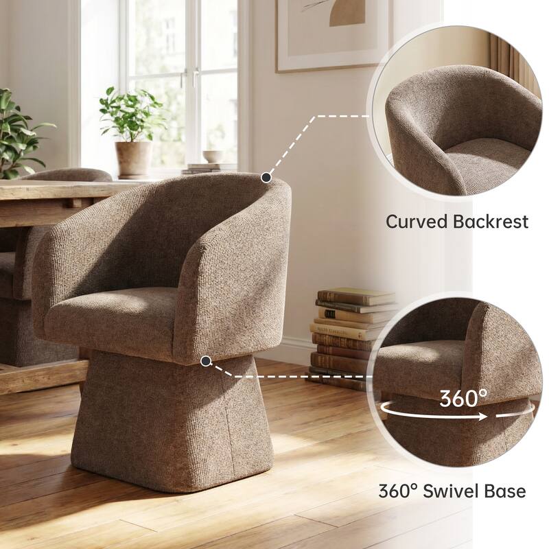 360° Swivel Barrel Fabric Upholstered dining chair with Pillow