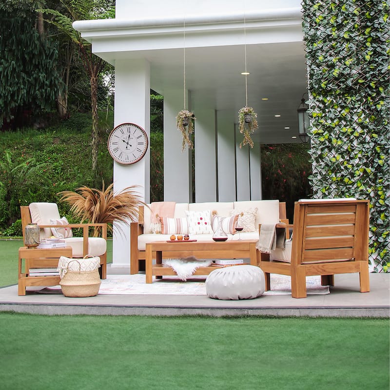 Cambridge Casual Logan Modern Teak Outdoor Club Chair with Sunbrella Cushion