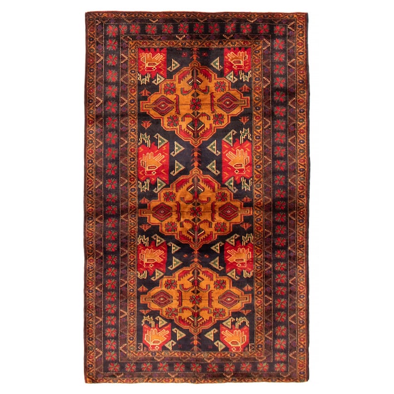 Teimani Orange Rug 3'10" x 6'4" - 3'10 x 6'4 - Orange - 3'10 x 6'4