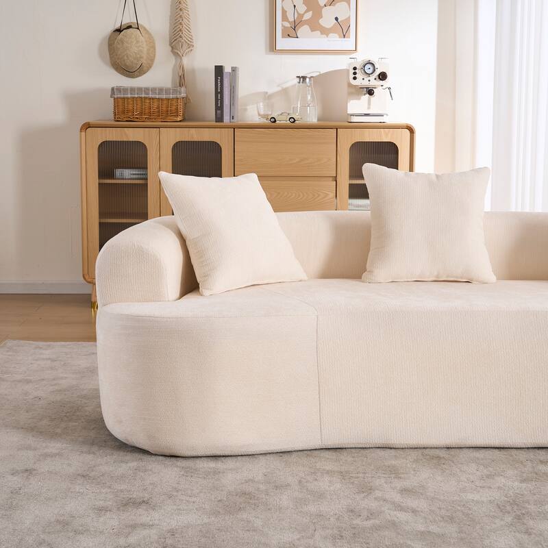 GDFStudio - Crescent-Shaped 67" Chenille Sofa with Self-Inflating Foam and Modular Design