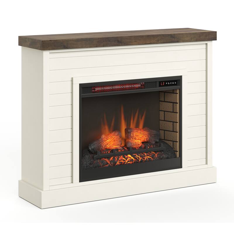 48 inch Fireplace with Mantel, Jasmine Whitewash and Barnwood Finish