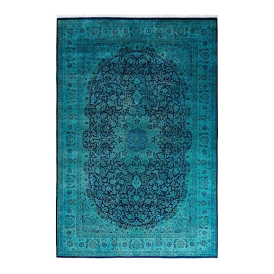 Fine Vibrance One-of-a-Kind Hand-Knotted Area Rug - Blue, 6' 2" x 9' 3" - 6' 2" x 9' 3"