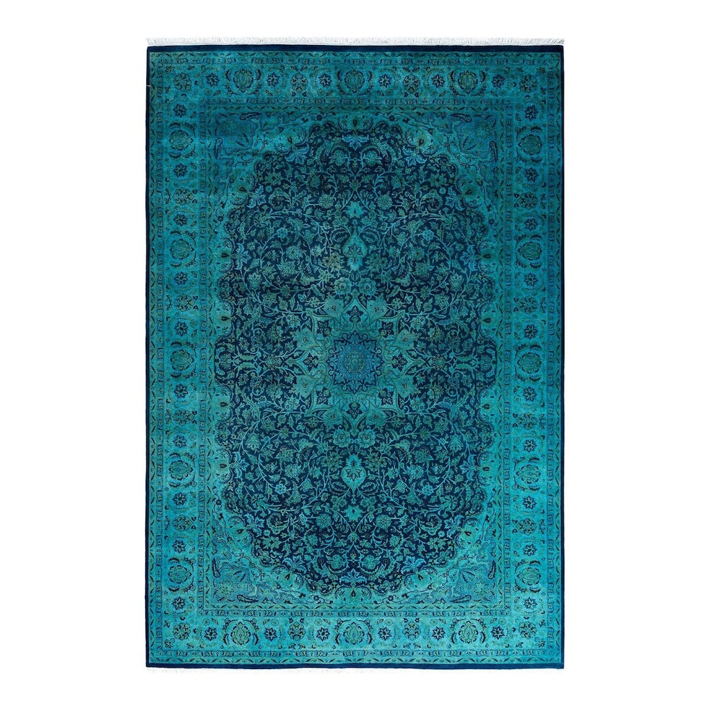 Fine Vibrance One-of-a-Kind Hand-Knotted Area Rug - Blue, 6' 2" x 9' 3" - 6' 2" x 9' 3"