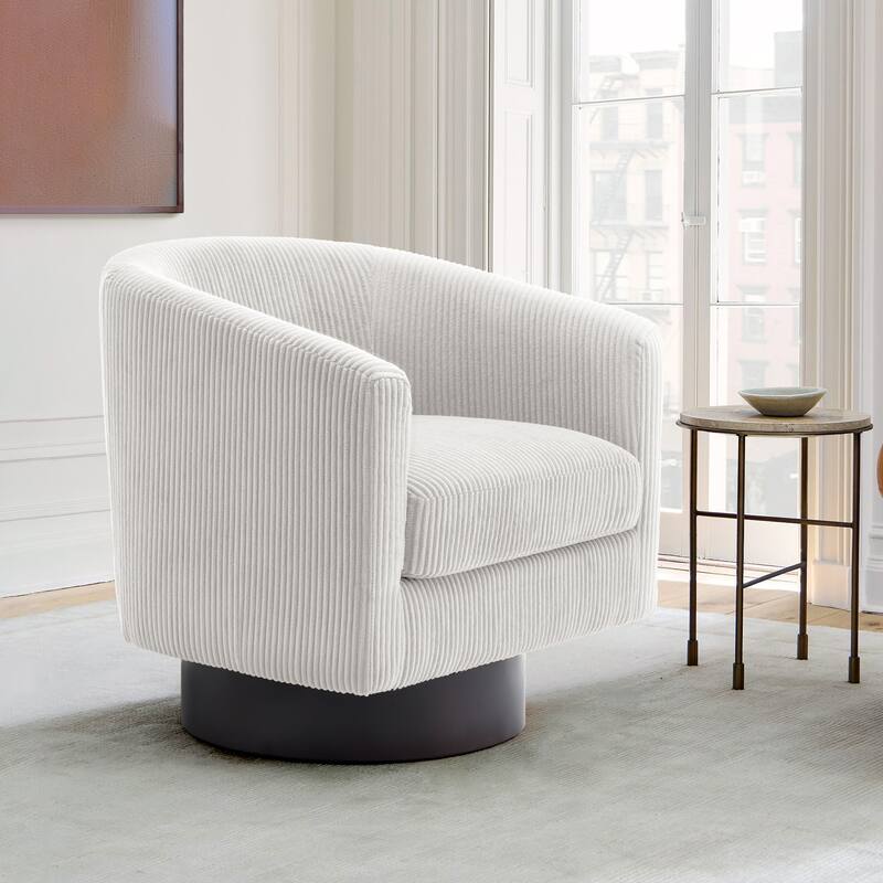 Modern Upholstered Barrel Chair Swivel Accent Chair for Living Room