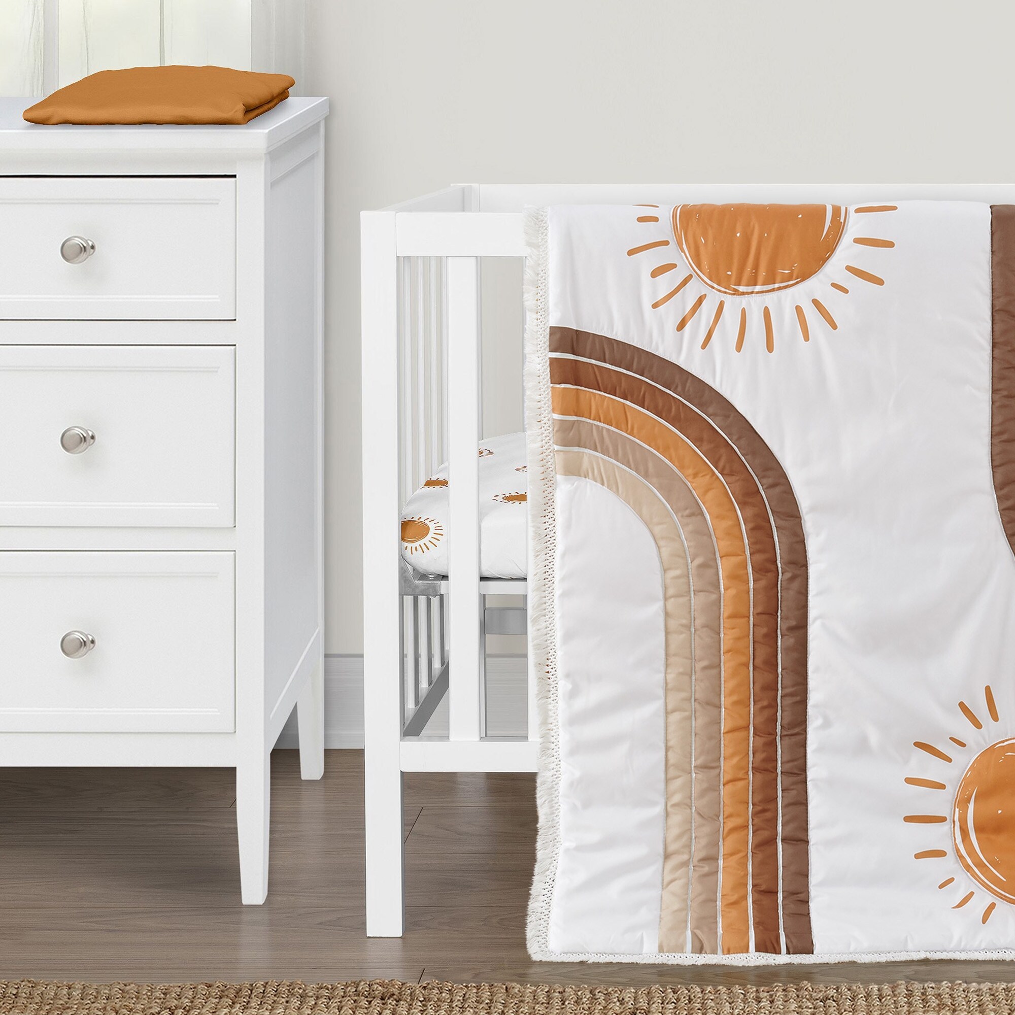 Sweet Jojo Designs Boho Sun White and Pumpkin Collection Full/Queen Bedding