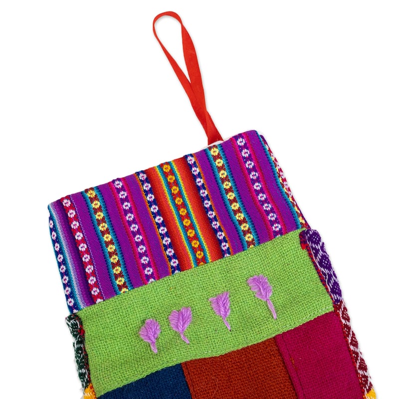 Novica Handmade Christmas Winds Embroidered Christmas Stocking