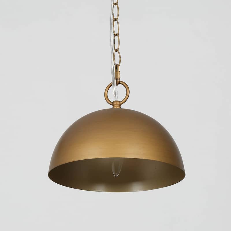 Mid-century Modern Brushed Brass Dome Barn Kitchen Island Metal Pendant Lights - Brushed Brass Gold - D10'' x H68''