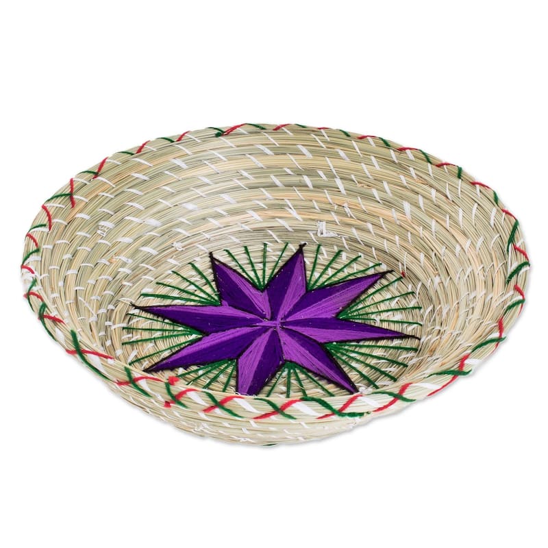 Novica Handmade Artisanal Star In Purple Natural Fiber Decorative Basket