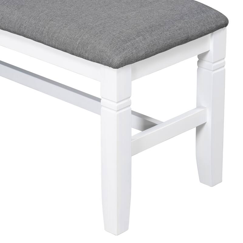 White Farmhouse 6-Piece Wooden Dining Table Set with Rectangular Table & 4 Chairs