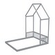 preview thumbnail 6 of 6, Full Roof-framed Headboard Floor Bed with Headboard Guardrails, without Slats ,Grey
