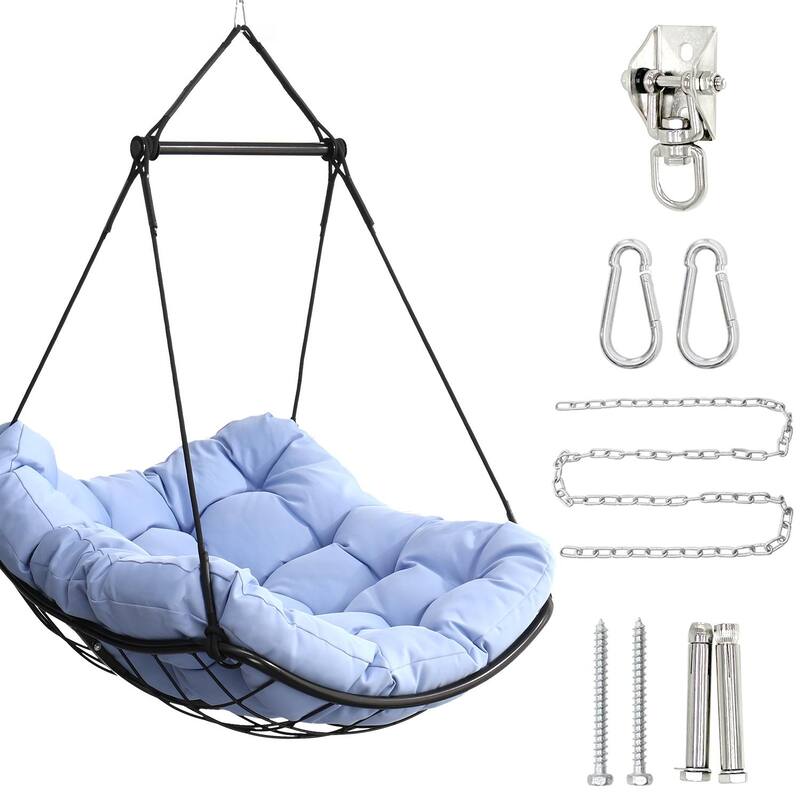 Oversized Swing Chair Hammock Chair with 360掳 Swivel Ring, Hanging Sling Chair with Waterproof Cushioned
