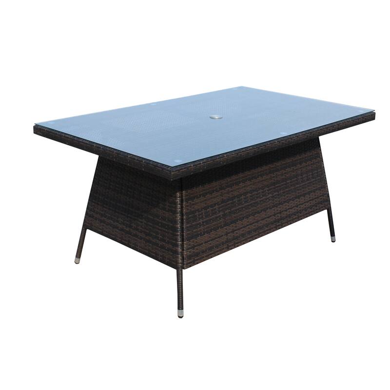 Outdoor patio Furniture Rectangular Dining Table with clear tempered glass