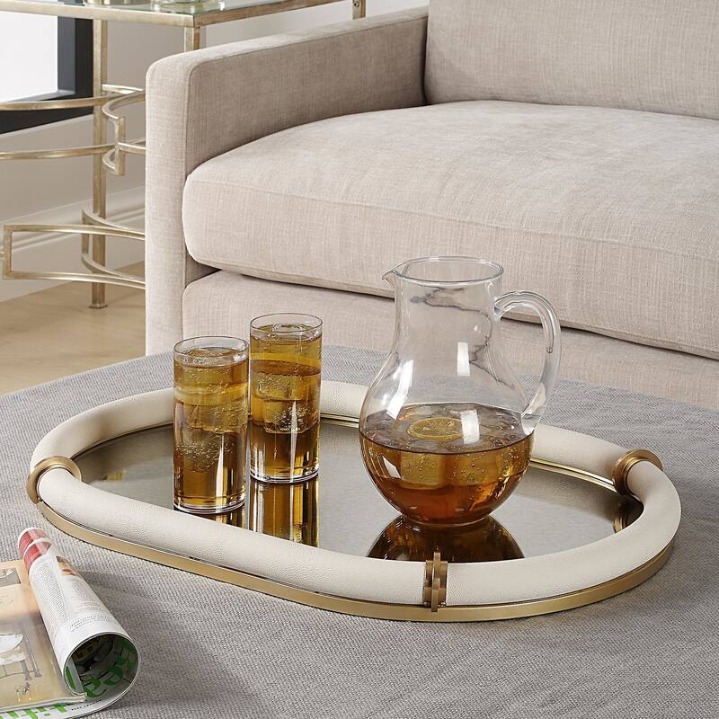 Uttermost 18229 Cyprus, 24" Wide Aluminum, Steel, and Glass Tray
