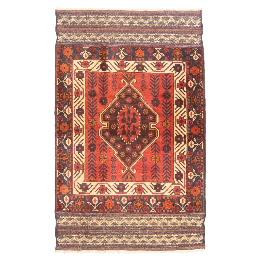 ECARPETGALLERY Hand-knotted Teimani Red Wool Rug - 2'8 x 4'2