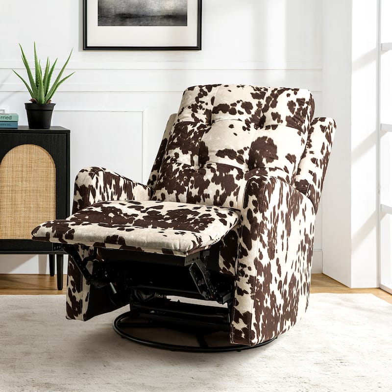 Arlette Contemporary Floral Manual Swivel Recliner with Tufted Back and Angle Adjustment Button