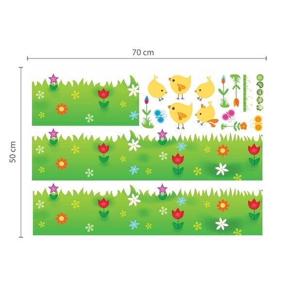 dimension image slide 0 of 2, Walplus Wall Sticker Decal Little Chick Grass Children Kids Room Decor