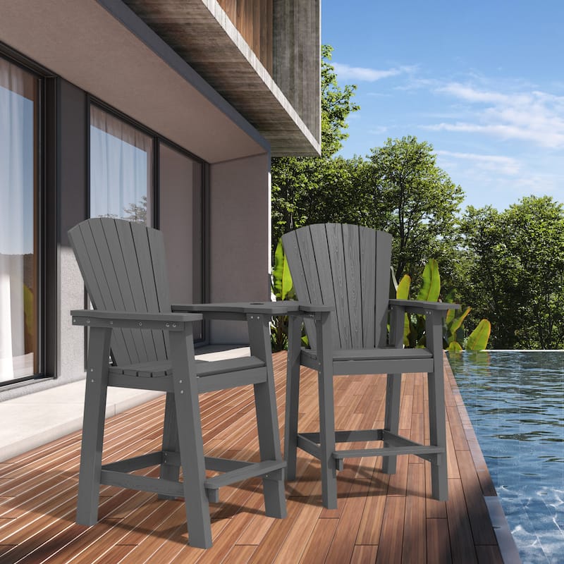 Outdoor Tall Adirondack Chair Set of 2 with Connecting Tray