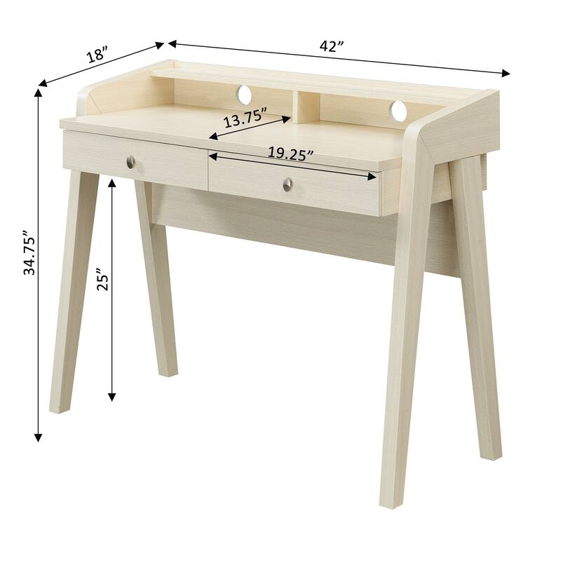 Convenience Concepts Newport Deluxe 2 Drawer Desk with Shelf