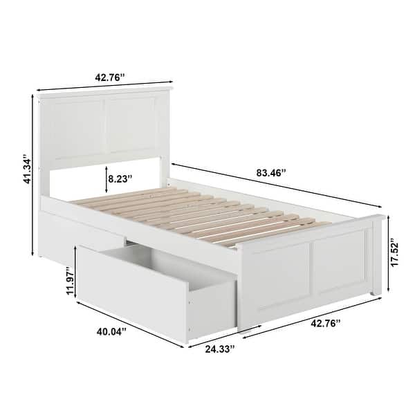 dimension image slide 1 of 11, Madison Platform Bed with Matching Footboard with Storage Drawers