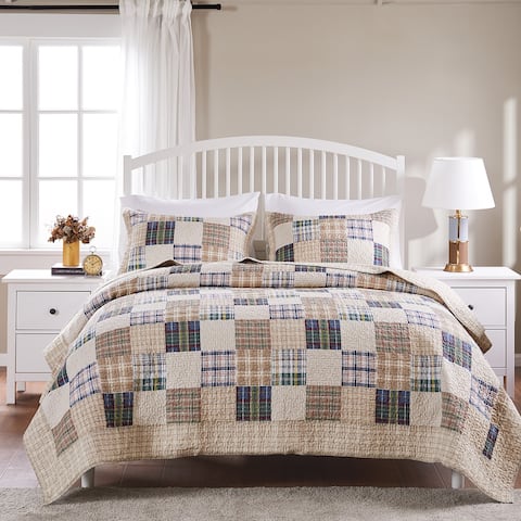 Greenland Home Fashions Oxford 100 Pct Cotton Traditional Quilt Set