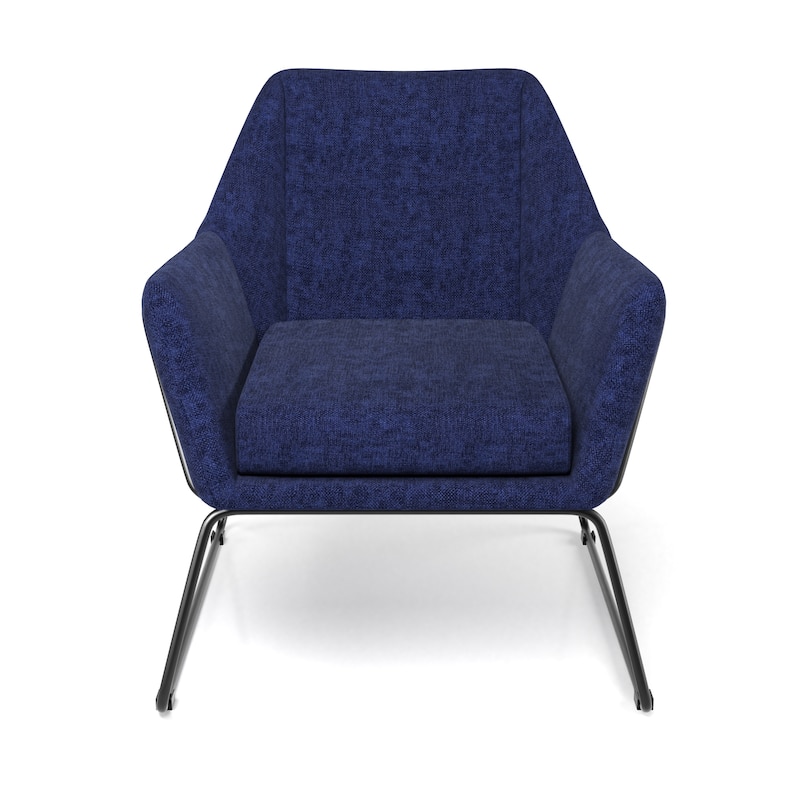 Caine Fabric Accent Chair with Black Powder Coated Sled Base - Navy Blue Fabric / Black Base