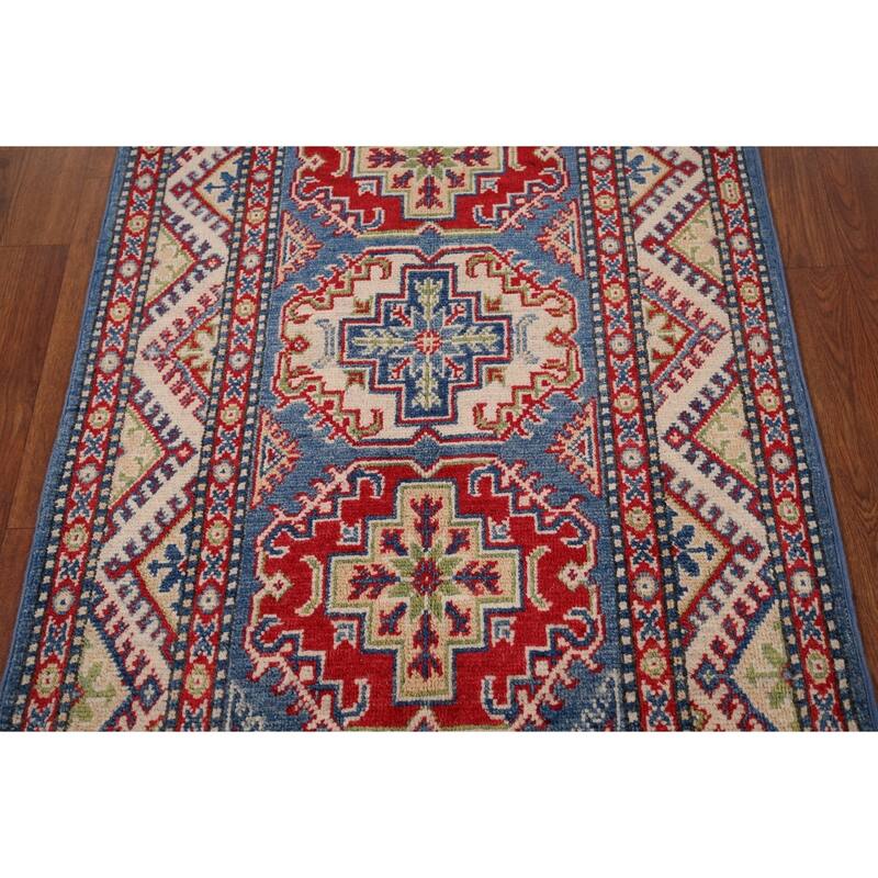 Blue Kazak Foyer Rug Handmade Wool Carpet - 2'6" x 4'4"